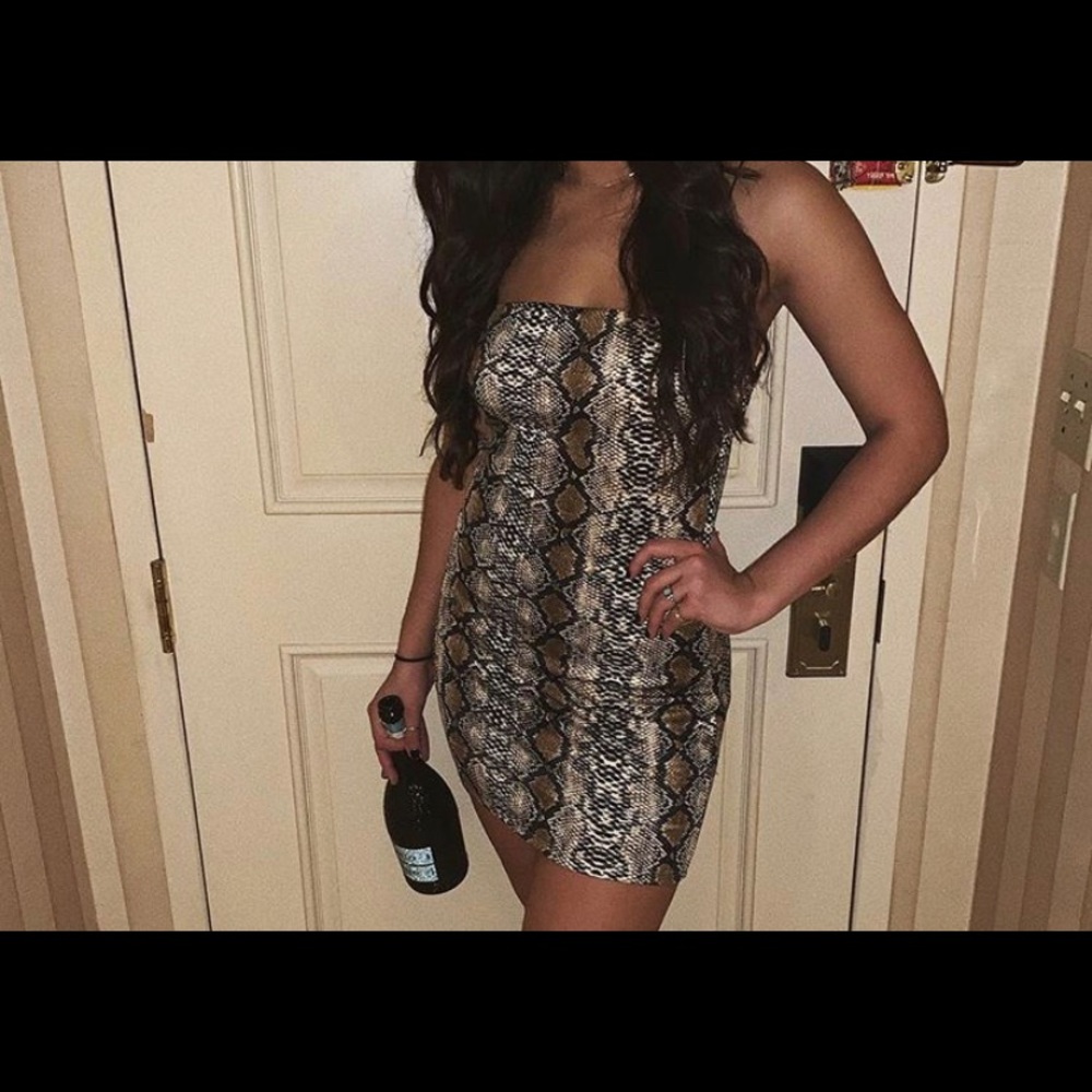 Snakeskin print mini bodycon dress